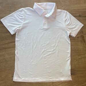 NWT Crewcuts Pink & White Stripe Short Sleeve Performance Polo Shirt Boy M 8-9